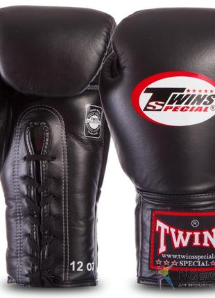 Перчатки боксерские кожаные на шнуровке twins bgll11 фото