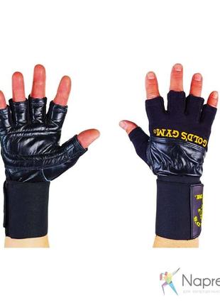 Перчатки для тяжелой атлетики кожаные golds gym bc-3603 размер s-xl черный1 фото