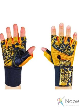 Перчатки для тяжелой атлетики кожаные velo vl-3224 размер м черный-оранжевый1 фото
