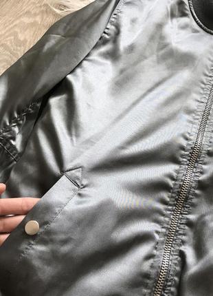 Куртка бомбер атласный металлик top shop утеплённый5 фото