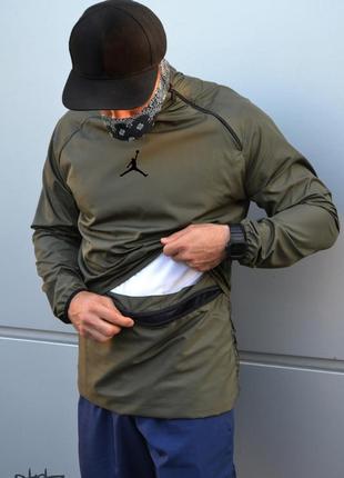 Чоловічий анорак jordan хакі куртка-вітровка осіння чоловіча