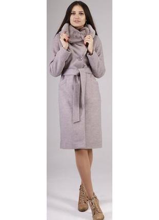 Пальто женское из мягкой, комфортной ткани актуаль 343 меланж кашемир бежевый, 50