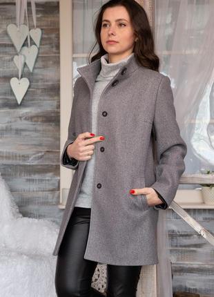 Пальто женское серый меланж кашемир 419, 48