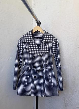 Плащ тренч в клетку короткий плащ xs