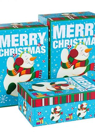 Коробка новогодняя "снеговик" (3 размера)