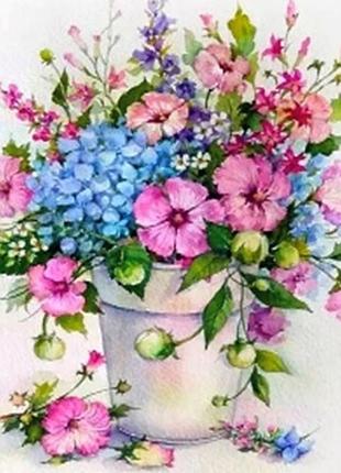 Алмазна вишивка. картина на підрамнику "горщик квітів", 30х30см