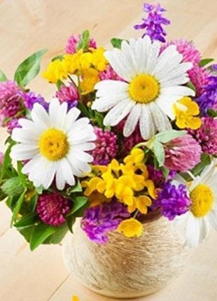 Алмазная вышивка. картина на подрамнике "полевой букет", 30х30см