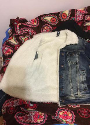 Джинсовка с овчиной, джинсова куртка з мехом овчини3 фото