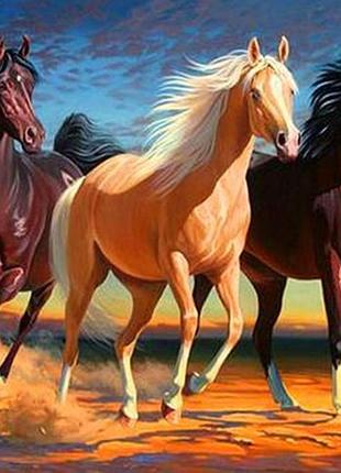 Алмазная вышивка. картина на подрамнике "кони мои, кони" , размер 40х50см