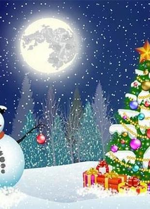 Алмазна вишивка. картина на картоні "новорічна ніч" , розмір 21х25