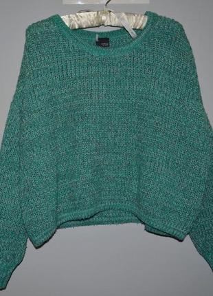 L жіночий фірмовий укороченый светр, джемпер великої в'язки оверсайз кольчуга3 фото