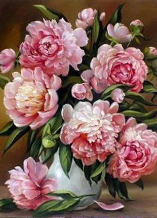 Алмазная вышивка. картина на подрамнике "розовые пионы" , размер 40х50см