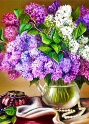 Алмазная вышивка. картина на подрамнике "сиреневый букет", размер 40х30 см
