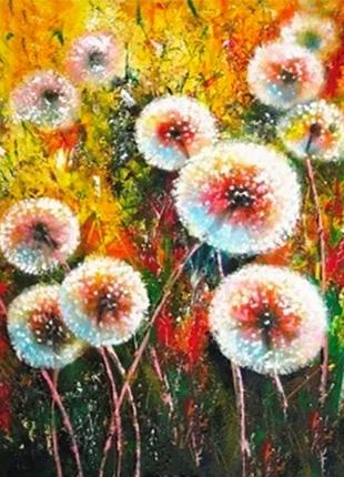 Алмазна вишивка. картина на підрамнику "веселі кульбабки", розмір 40х30 см