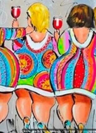 Алмазная вышивка. картина на подрамнике "девичник", размер 40х30 см