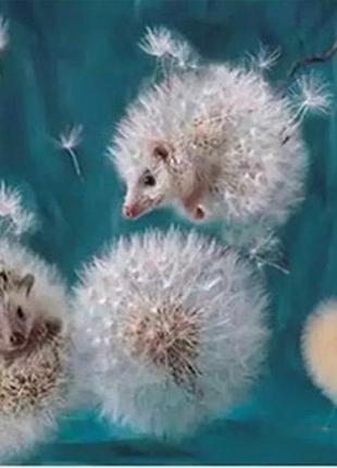 Алмазная вышивка. картина на подрамнике "ежики-одуванчики", размер 40х30 см