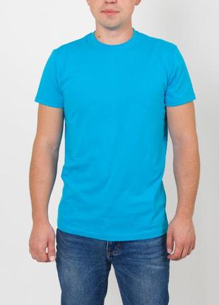 Однотонна чоловіча стильна футболка gabbi стандарт (бавовна) блакитний