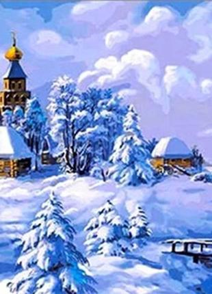 Алмазная вышивка. картина на подрамнике "зимой", размер 40х30 см