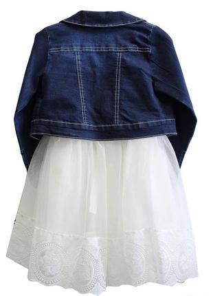Комплект (платье + джинсовый пиджак) для девочки. (116 см.)  moonstar 16041804532373 фото