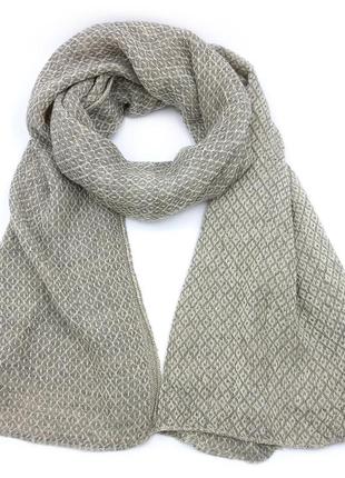 Чоловічий/жіночий шарф світло сірий на осінь/зиму, сірий шарф з ромбами зимовий, довгий шарф сірий з візерунком1 фото