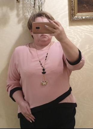 Стильна елегантна і неймовірно жіночна блузка батальних розмірів  шифон