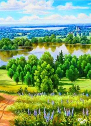 Алмазная вышивка. картина на картоне "родная сторона" , размер 21х25