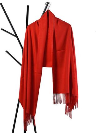 Жіночий шарф червоний палантин кашеміровий однотонний 180*70 см