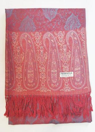 Индийский шарф шаль малиново-серый отливом 180*70 см4 фото