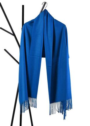 Женский шарф палантин синий королевский однотонный шерстяной 180*70 см