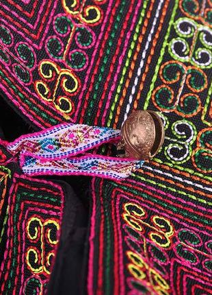 Женская сумка тканевая маленькая индийская вышитая ромбами 37*15*134 фото