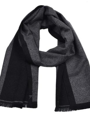 Мужской шарф черно-серый двусторонний узкий стильный молодежный2 фото