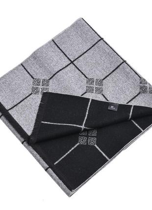 Мужской шарф серый с черным двусторонний теплый 180*30 см4 фото
