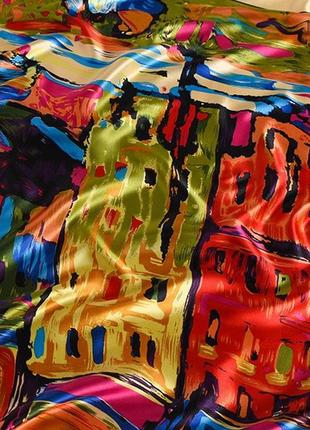 Атласный платок шелковый на плечи яркий цветной малиновый 90*90 см3 фото
