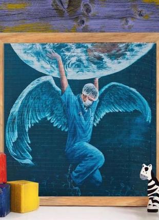 Алмазная вышивка. картина на подрамнике "врачи спасают мир" , размер 40х50