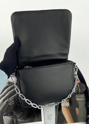 Кожаная женская стеганная сумка через плечо с цепочкой polina & eiterou6 фото