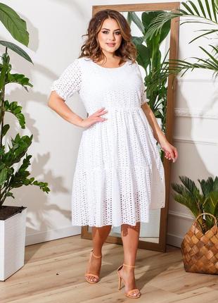 Літня сукня прошва із завищеною талією батал