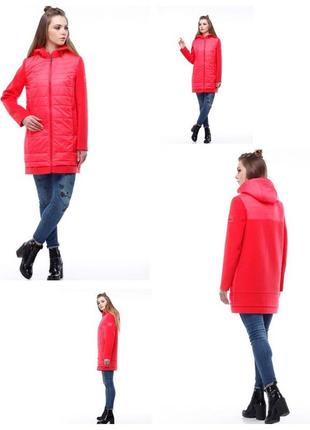 Женское комбинированное пальто плащевка и шерсть тренд осень-весна размер 462 фото