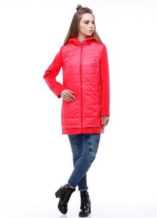 Женское комбинированное пальто плащевка и шерсть тренд осень-весна размер 463 фото