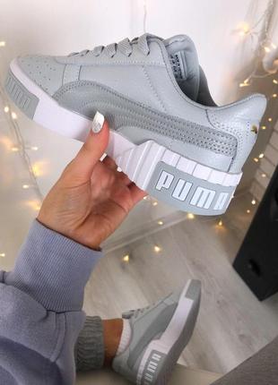 Женские кроссовки серо-белые puma cali grey white3 фото