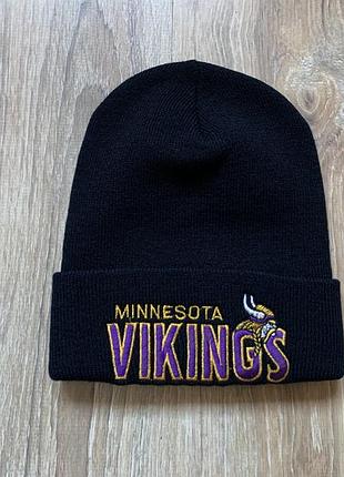 Зимова чоловіча вінтажна шапка з нашивкою minnesota vikings