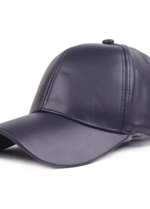 Кепка бейсболка из искусственной кожи синий