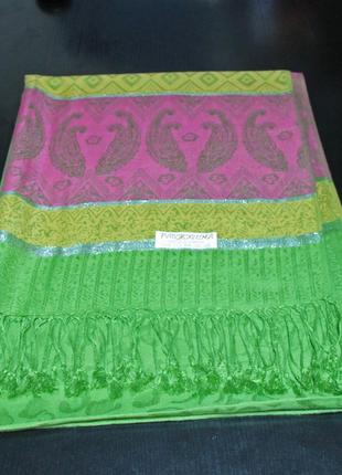 Палантин шарф зеленый пашмина стильный бохо с блеском 180*70 см2 фото