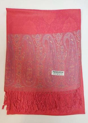Палантин шарф червоний індійський пашмина1 фото