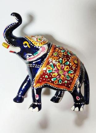 Статуэтка слон с хоботом вверх металлический индийский, фигурка слона настольная