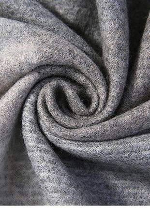 Шерстяной шарф шотландка черный с серыми и белыми квадрами 200*65 см с бахромой4 фото