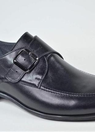 Мужские кожаные туфли монки черные l-style 1286