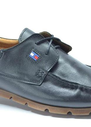 Мужские кожаные туфли мокасины черные vitox 361459