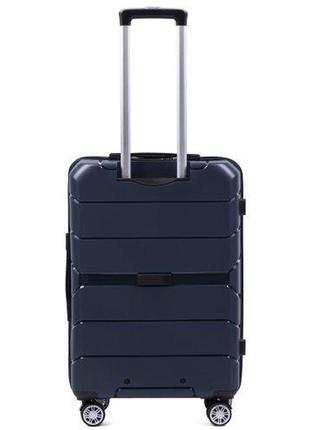 Дорожный прочный пластиковый чемодан на 4 колесах wings pp-05 полипропилен синий размер s (ручная кладь)2 фото