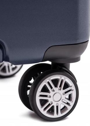 Дорожный прочный пластиковый чемодан на 4 колесах wings pp-05 полипропилен синий размер s (ручная кладь)3 фото