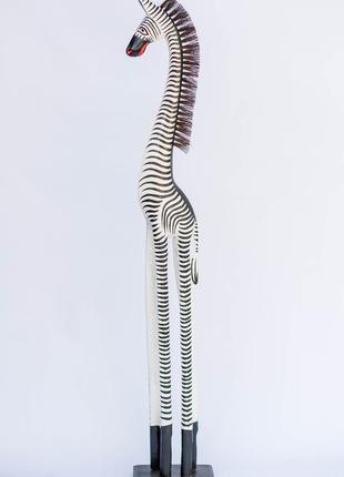Статуэтка зебра деревянная черно-белая расписная с гривой высота 1.5м